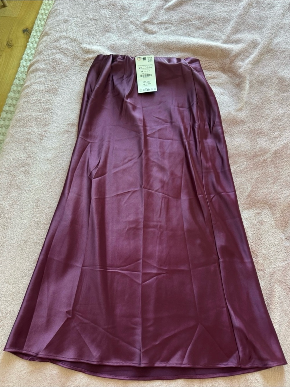NWT Zara Satin Maxi Skirt in Deep Plum